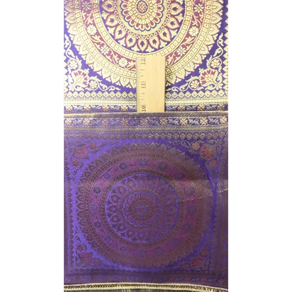 Handmade Purple Gold Brocade Hanging Wall Organizer 3 Pocket Mail Holder Boho